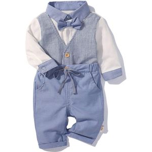 Mode Kinderen Pak Baby Jongens Kleding Pasgeboren Trainingspak Formele Jurken Romper + Broek 2 Stuks Kostuums Voor Kinderen 0-2Y