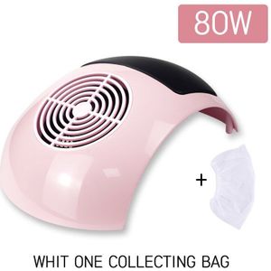 80W Krachtige Nail Stofafzuiging Collector Stofzuiger Professionele Manicure Machine Met 2 Stofzak Nail Stofzuiger