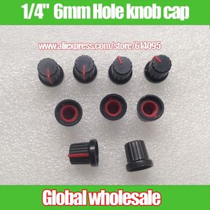 100 stks 6mm Shaft Hole Dia Plastic Schroefdraad Gekartelde Potentiometer rode Knoppen Caps 1/4 ""Instrument Geluid Aanpassing Schakelaar knop