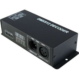 Dmx 512 Digitale Display Decoder, dimmen Driver Dmx512 Controller Voor Led Rgbw Tape Strip Licht Rj45 Verbinding Dc12-24V 20A (4 C