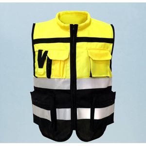 Fietsen Veiligheid Dag Nacht Vest Gear Reflecterende Verkeer Vest Bescherming Voor Fietsen Hardlopen Jogging - Size Xxl (Zwart En geel)