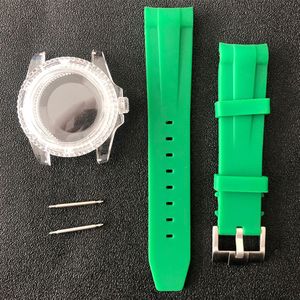 40Mm Plastic Horloge Case + Rubber Band Horlogeband Voor NH35/NH36 Beweging