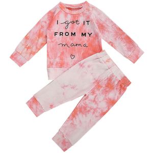 Citgeett Herfst Baby Kleding Sets Pasgeboren Baby Baby Boy Brief Lange Mouw T-shirt Tops + Broek Outfits Set Fall roze Tie Dye