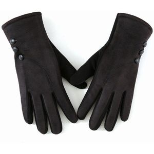 Winter dames suède touch screen bescherming dikke warme handschoenen mode knop decoratie outdoor winddicht rijden handschoenen B74