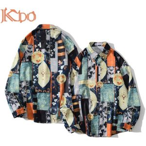 Mannen Bloemen Overhemd Blouse Lente/Herfst Lange Mouwen Turn Down Kraag Zachte Casual Losse Vintage Strand Mode Tops S M L Xl Xxl