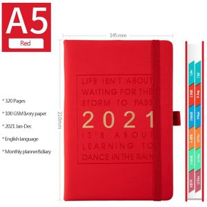 Mode Agenda Jan-December Engels Taal Dikker Notebook A5 Leather Soft Cover School Planner Efficiëntie Journal