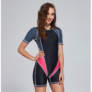 Vrouwen Dive Huid Rits Surf Badpak Een Stuk Badmode Lycra Korte Mouw Shorty Wetsuit Rash Guard Surfen Duiken