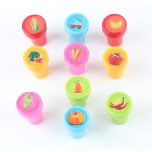 10 Stks/set Kinderen Speelgoed Postzegels Cartoon Dieren Fruit Kids Seal Voor Scrapbooking Stamper Diy Cartoon Stamper Speelgoed I0366