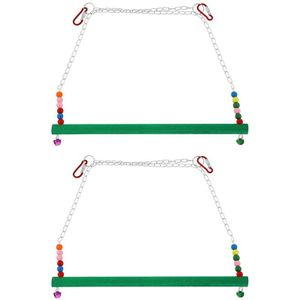 2 Stuks Houten Kip Swing Handgemaakte Vogel Schommel Speelgoed Huisdier Swing Kauwen Speelgoed Voor Grote Vogels Papegaaien Hens Huisdier Trainning