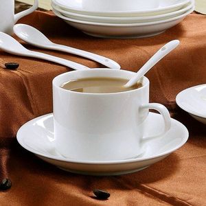 Reizen Luxe Koffie Kop En Schotel Set Keramische Wit Herbruikbare Koffie Mokken Middag Drinken Caneca Keuken Benodigdheden BC60BD