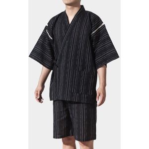 Mannen Japan Stijl Pyjama Sets Yukata Kimono Nachtkleding Half Mouw V-hals Tops Shorts Gestreepte Nachtkleding Pyjama Homme 226-117