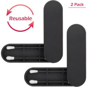 2 Stks/doos Herbruikbare Wattenstaafje Oor Schoonmaken Cosmetische Siliconen Knoppen Swabs Sticks Tweekoppige Recycling Voor Oor Cleaning Up