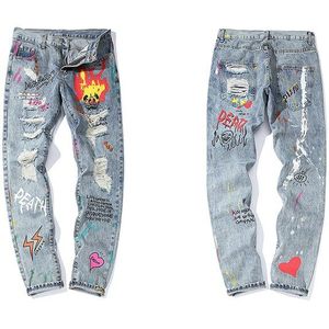 11 Bybb's Dark Grappige Graffiti Gat Jeans Heren Harajuku Hip Hop Broek Casual Joggers Mannelijke Harem Cargo Broek Streetwear