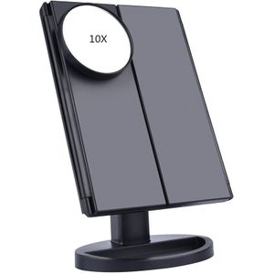 Touch Screen Backlit Make-Up Spiegel Met Led Licht Ijdelheid Cosmetische Spiegel Voor Tafel 2X/3X/10X Vergroting 3-Vouwen Verstelbare