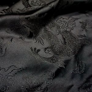 75 cm x 100 cm Metallic Jacquard Brokaat Stof, black dragon patroon 3D jacquard garen geverfd stof voor Womens Jas Jurk Rok