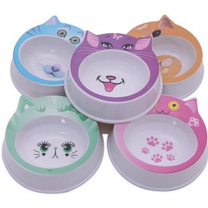 Mode Mooie Pet Feeders Multicolor Cartoon Kat Gezicht Hondenvoer Kom Voor Kleine En Honden Puppy En Katten Dierbenodigdheden accessoires