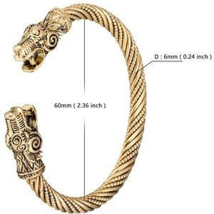 Polsband Manchet Armbanden Voor Mannen Vrouwen Vintage Viking Dragon Head Metal Gegraveerde Armbanden Armband Antiek Zilver Kleur Bijoux