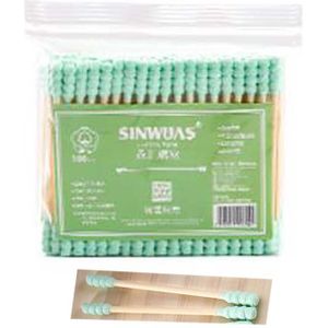 100 Doos Bamboe Baby Wattenstaafje Houten Sticks Zachte Wattenstaafjes Schoonmaken Van Oren Tampons Cotonete Pampons Gezondheid Schoonheid
