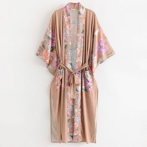 Boho Lange Strand Jurk Zomer Vrouwen Tuniek Strand Kimono Jurk Badpak Cover Up Badmode Rok Robe De Plage a137