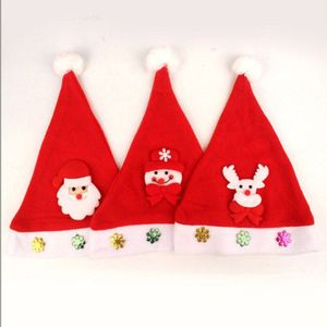 Selling 5PCS kerstmuts Kerstman decoratie cap Kind volwassen Kerstavond hoofdtooi Vilt sneeuwpop rendier LED licht