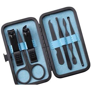 7 Pcs Zwart Rvs Nail Clipper Cutter Trimmer Oor Pick Grooming Kit Manicure Pedicure Scissor Tweezer Nail Gereedschap Set