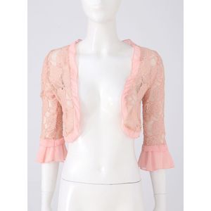 Dames Sjaals Half Mouw Ruches Bloemen Kant Bolero Bolero Open Vest Tops Dames Bruiloft Wrap Bridal Shawl