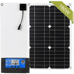 180W 12V Zonnepaneel Dual Usb-poort Off Grid Monokristallijn Module Met Solar Laadregelaar Solar Batterij Outdoor auto Gebruik