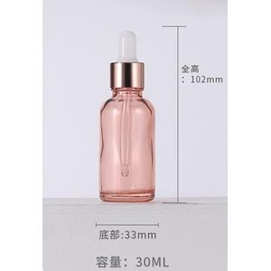 5-100Ml Rose Gold Roze Fles Glas Aromatherapie Vloeistof Druppelaar Essentiële Basic Massage Olie Pipet Hervulbare Flessen