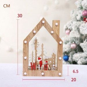 Kerstversiering Gloeiende Kleine Creatieve Xmas Sneeuw Huis Houten Verlichting Hutten Kerstboom Desktop Ornamenten