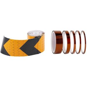 1X2 Inch X 10Ft 3 Meter Nacht Reflecterende Veiligheidswaarschuwing Tape Strip Sticker Zwart Geel & Hoge Temp tape 5 Pack Polyimide Hoge