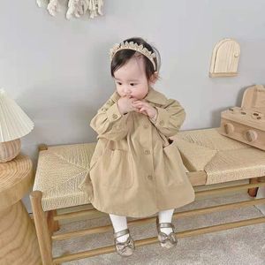 Meisjes Mid-Lengte Windjack Herfst En Winter Kinderkleding Koreaanse Mode Jas Britse Stijl