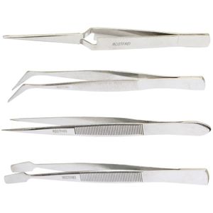 4 Stuks Pro&#39;skit Roestvrijstalen Pincet Set 808-389 Wees Platte Neus Elleboog Rebound Kop Non-Magnetische Hand grip Tool