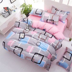 JDDTON 4 stuks Beddengoed Sets Klassieke Geometrische Patronen Stijl AB Kant Bed Linnen Dekbedovertrek Set Laken Kussensloop cover BE098