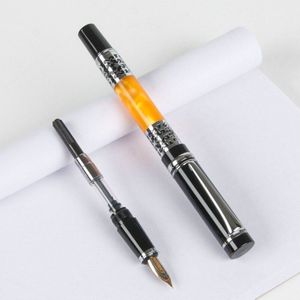 Luxe Zilveren Clip Vulpen Oranje En Zwart 0.5 Mm Metalen Inkt Pennen Leraar Student Vriend Briefpapier Met Een originele Doos