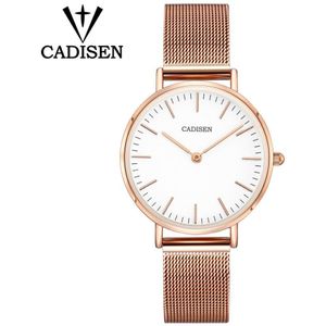 CADISEN Mode Luxe Vrouwen Quartz Horloge 32mm Ultradunne Dames Waterdichte Dame Jurk Horloge rvs Sturen armband