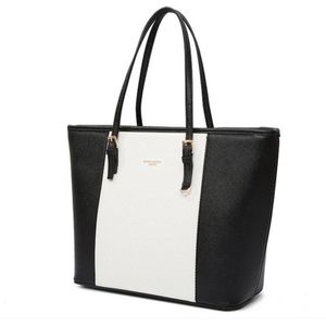 Big Bag Mode Vrouwen Pu Lederen Handtas Korte Schoudertas Zwart Wit Grote Capaciteit Luxe Tote Shopper Bag