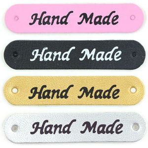 50Pcs Hand Made Labels Handgemaakte Tags Voor Kleding Synthetisch Leer Tags Voor Muts Sjaal Diy Ambachten Decoratie 19x10MM