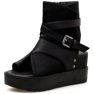 E Speelgoed Woord Zwarte Vrouwen Sandalen Lente Zomer Peep Toe Platform Schoenen Comfortabele Gladiator Sandalen Laarzen Gesp Mode Sandalen