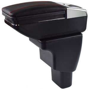 Voor Hyundai I10 2007 - Opbergdoos Armsteun Inhoud Arm Rest Draaibare Zwart Lederen Asbak