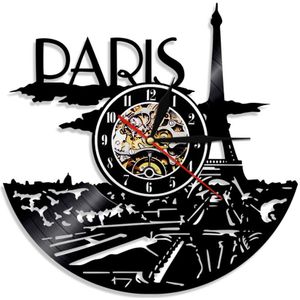 Parijs Klok Vinyl Record Paris Skyline Wall Decor Parijs Eiffeltoren Slaapkamer Decor Parijs Wandklok Frankrijk Reizen Voor haar
