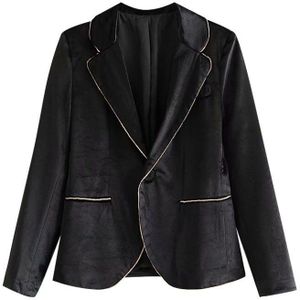 Kpytomoa Vrouwen Mode Patchwork Fluwelen Enkele Knop Blazer Jas Vintage Lange Mouwen Zakken Vrouwelijke Bovenkleding Chic Tops