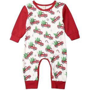 Pasgeboren Baby Jongens Meisjes Kerst Romper Lange Mouw Cartoon Kerstboom En Auto Print Jumpsuit Kleding Outfits Broek