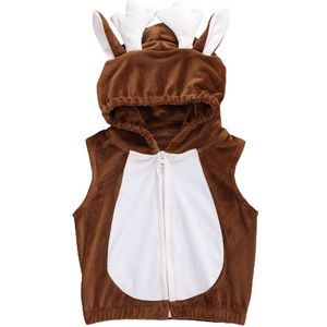 Gloednieuwe Pasgeboren Pluche Vest, Baby Mouwloze Kleurblok Drie-Dimensionale Gewei Kapmantel Winter Warm Tops Vest