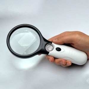 3X45X3 Led Licht Handheld Vergrootglas Reading Kaart Krant Vergrootglas Sieraden Loep