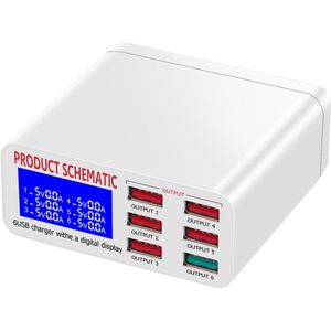 LCD Multi Snelle USB Lader Lading Meerdere 6 USB Telefoon Opladen Station Universele USB HUB Smart Charger