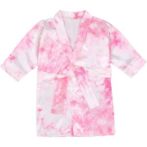 Focusnorm 0-6Y Infant Kids Meisjes Badjas Nachtkleding Tie-Dye Gedrukt Lange Mouw Riem Losse Lange Lengte Gewaden