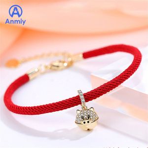 Anmiy 3d Little Golden Rood Touw Vrouwelijke Leven Zodiac Varken Jaar Armband Eenvoudige
