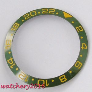 38mm insert horloge Groene keramische bezel Geel Marks kit fit automatisch uurwerk horloge bezel