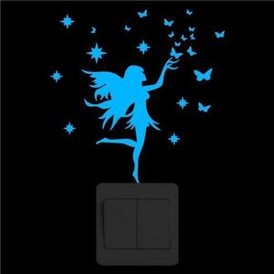 Fairy Stars Vlinder Muursticker Glow in The Dark Switch Decal Kinderkamer Kinderen Jongen Meisje Slaapkamer Home Decor Lichtgevende sticker