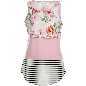 Citgeett Zomer Moederschap Kleding Borstvoeding Shirt Kant Zwangere Vrouwen Verpleging Top Katoenen Mouwloze Bloemen Patchwork Kleden